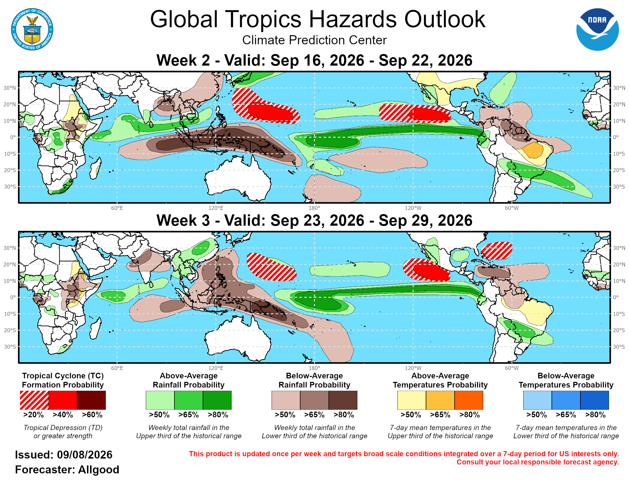 ILES SOEURS: Maurice/Réunion/Rodrigues/Agaléga/Tromelin: relevés climatologiques du 08/09/26