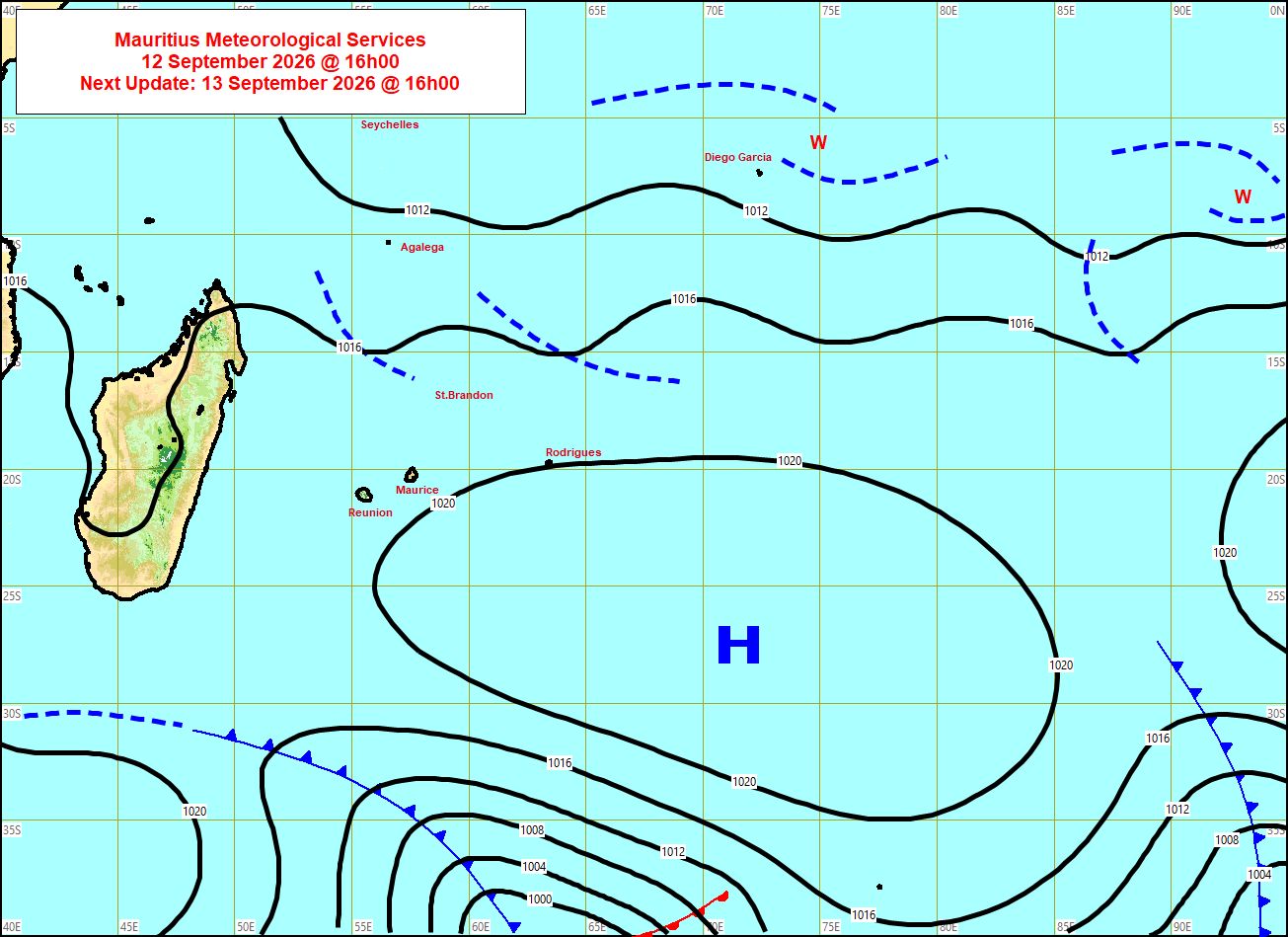 ILES SOEURS: Maurice/Réunion/Rodrigues/Agaléga/Tromelin: relevés climatologiques du 12/09/26