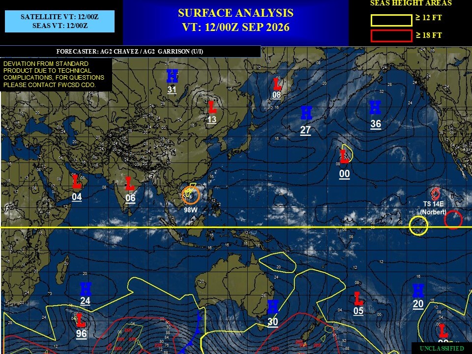 ILES SOEURS: Maurice/Réunion/Rodrigues/Agaléga/Tromelin: relevés climatologiques du 12/09/26