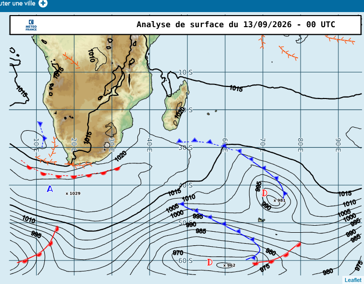 ILES SOEURS: Maurice/Réunion/Rodrigues/Agaléga/Tromelin: relevés & analyses climatologiques du 13/09/26