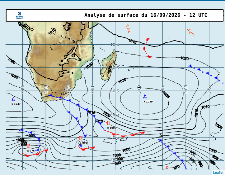 ILES SOEURS: Maurice/Réunion/Rodrigues/Agaléga/Tromelin: relevés & analyses climatologiques du 16/09/26