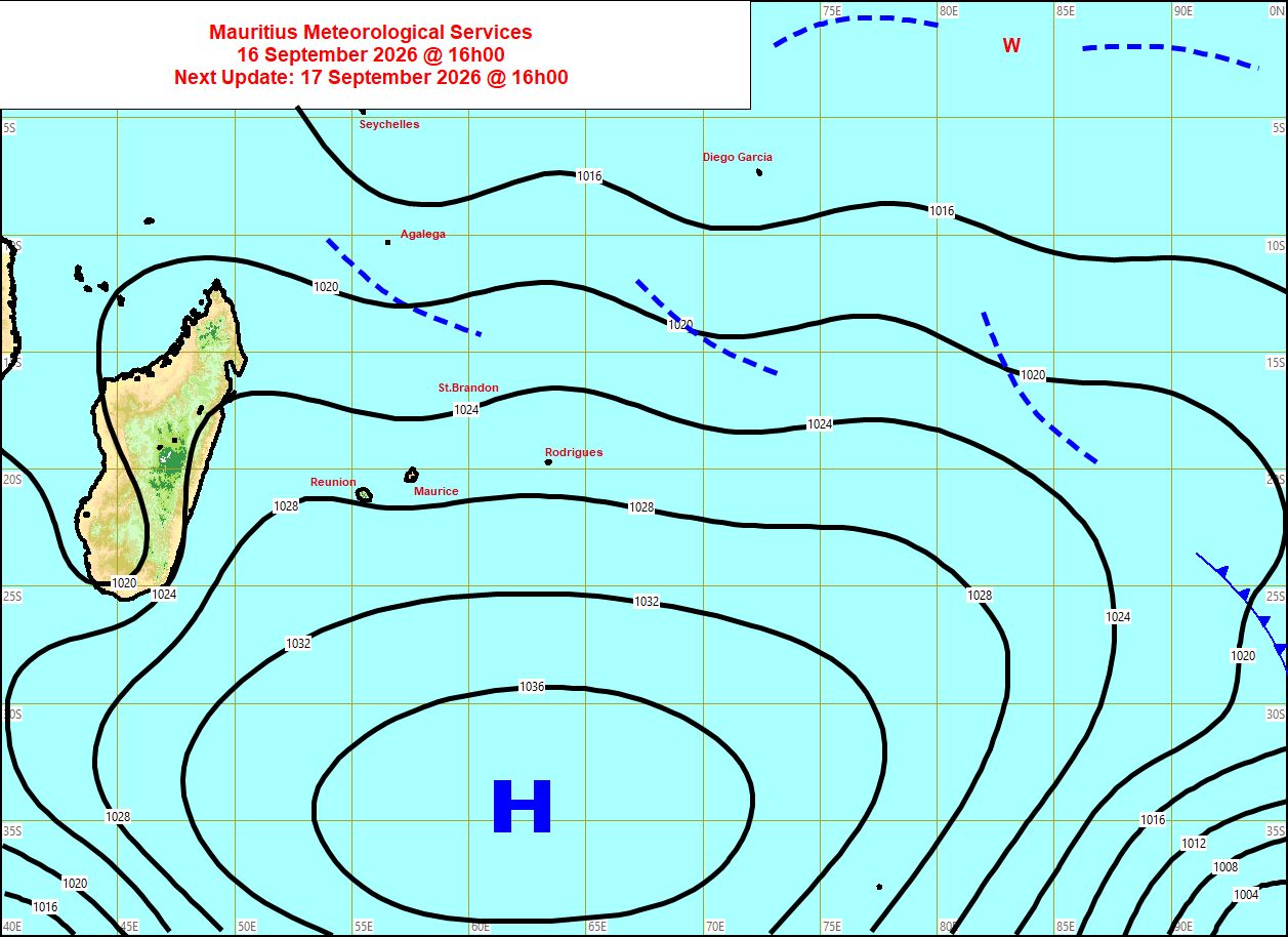 ILES SOEURS: Maurice/Réunion/Rodrigues/Agaléga/Tromelin: relevés & analyses climatologiques du 16/09/26