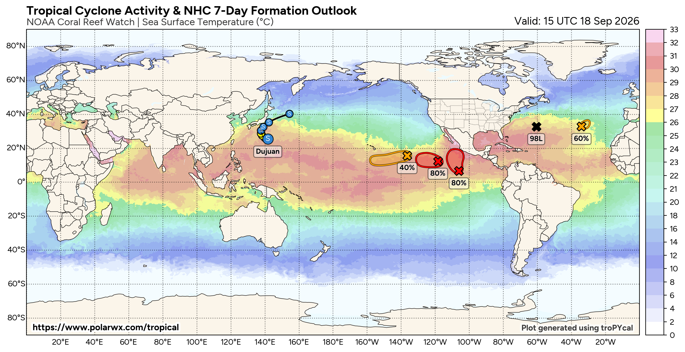 ILES SOEURS: Maurice/Réunion/Rodrigues/Agaléga/Tromelin: relevés & analyses climatologiques du 18/09/26