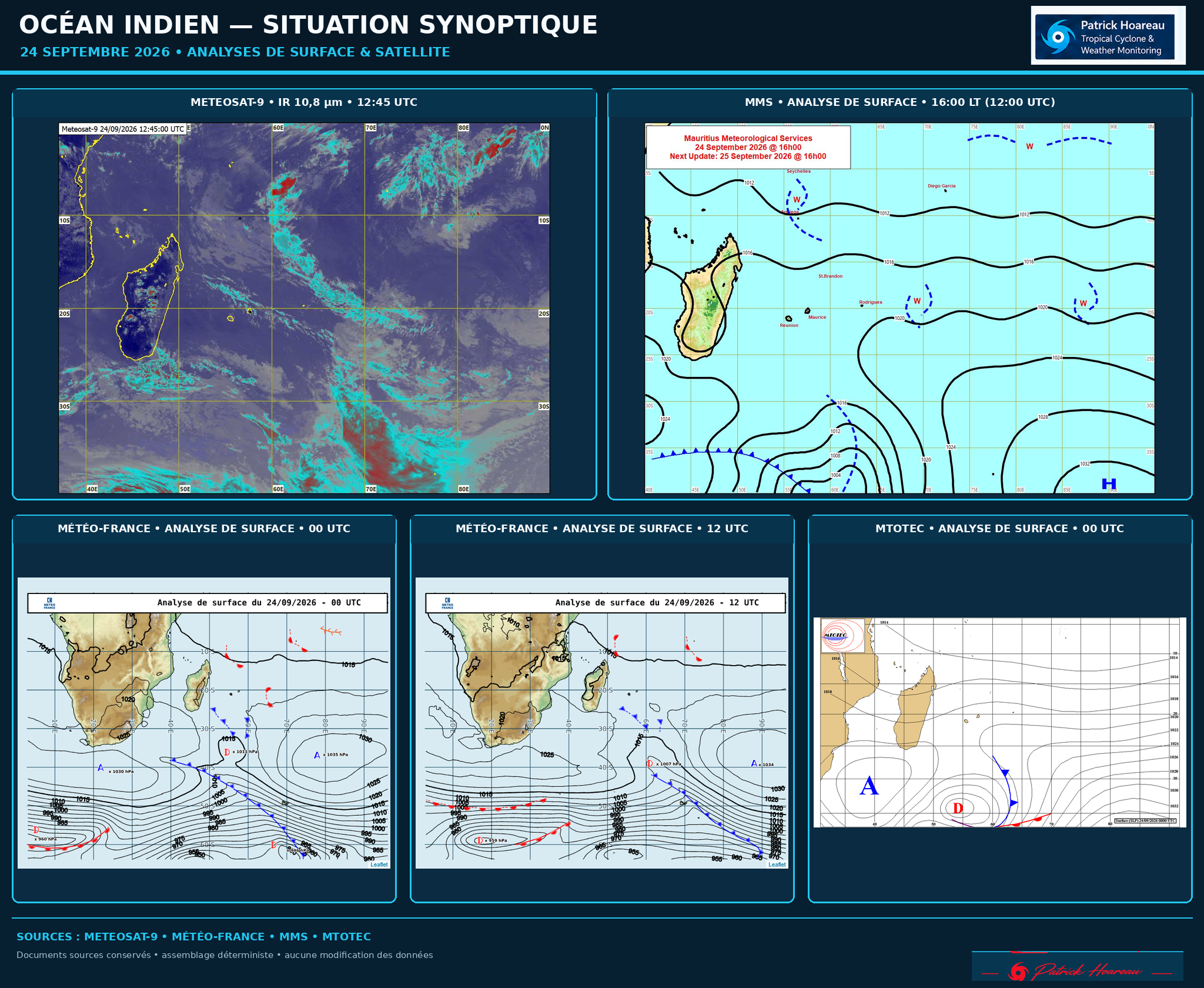 ILES SOEURS: Maurice/Réunion: tendances météo des prochaines 36h , 24/09/2026
