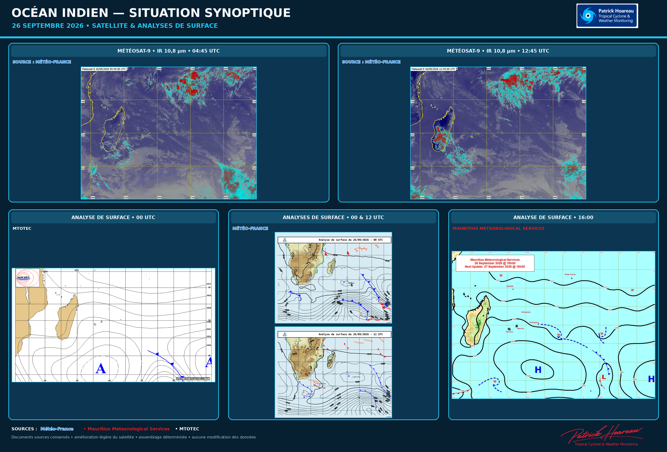  ILES SOEURS: Maurice/Réunion: le 26/09/26 : tendances météo des prochaines 36h 