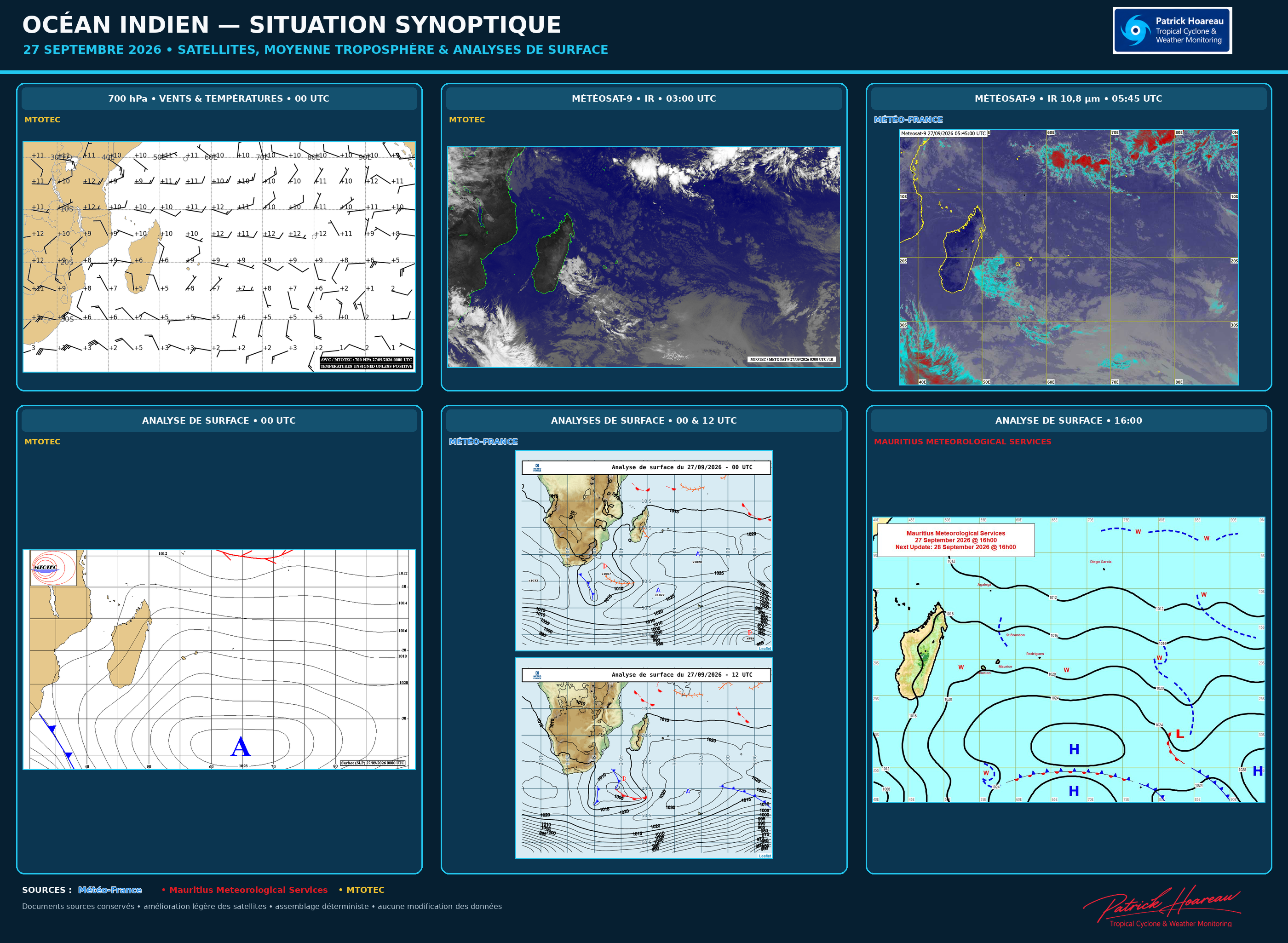 ILES SOEURS: Maurice/Réunion: le 27/09/26 : tendances météo des prochaines 36h