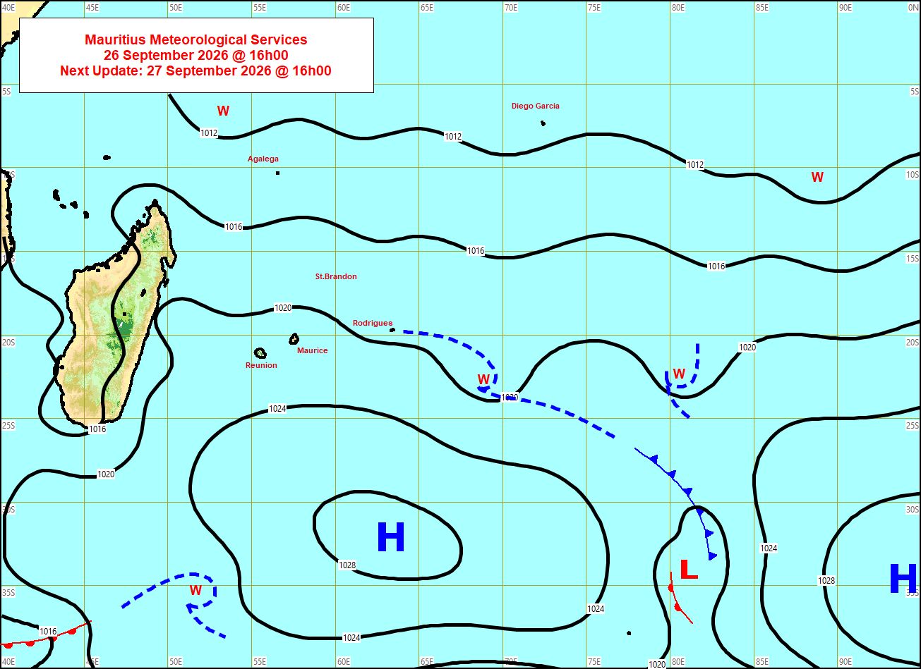 ILES SOEURS: Maurice/Réunion/Rodrigues/Agaléga/Tromelin: relevés & analyses climatologiques du 26/09/26