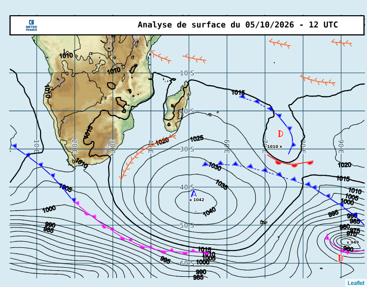 ILES SOEURS: Maurice/Réunion/Rodrigues/Agaléga/Tromelin: relevés & analyses climatologiques du 05/10/26