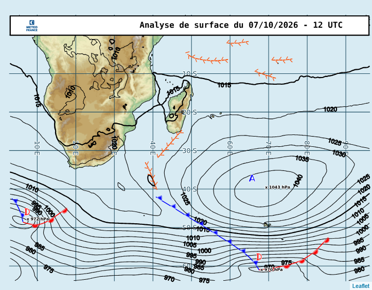 ILES SOEURS: Maurice/Réunion/Rodrigues/Agaléga/Tromelin: relevés & analyses climatologiques du 07/10/26