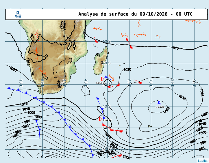 ILES SOEURS: Maurice/Réunion/Rodrigues/Agaléga/Tromelin: relevés & analyses climatologiques du 09/10/26