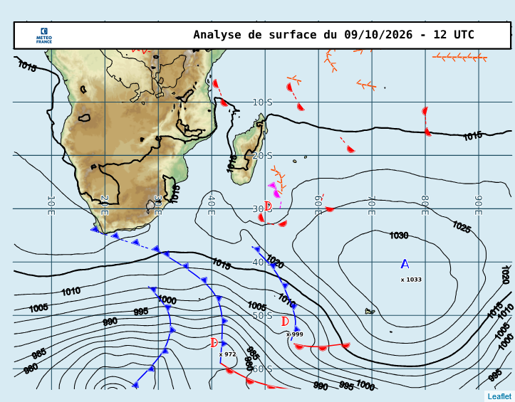 ILES SOEURS: Maurice/Réunion/Rodrigues/Agaléga/Tromelin: relevés & analyses climatologiques du 09/10/26