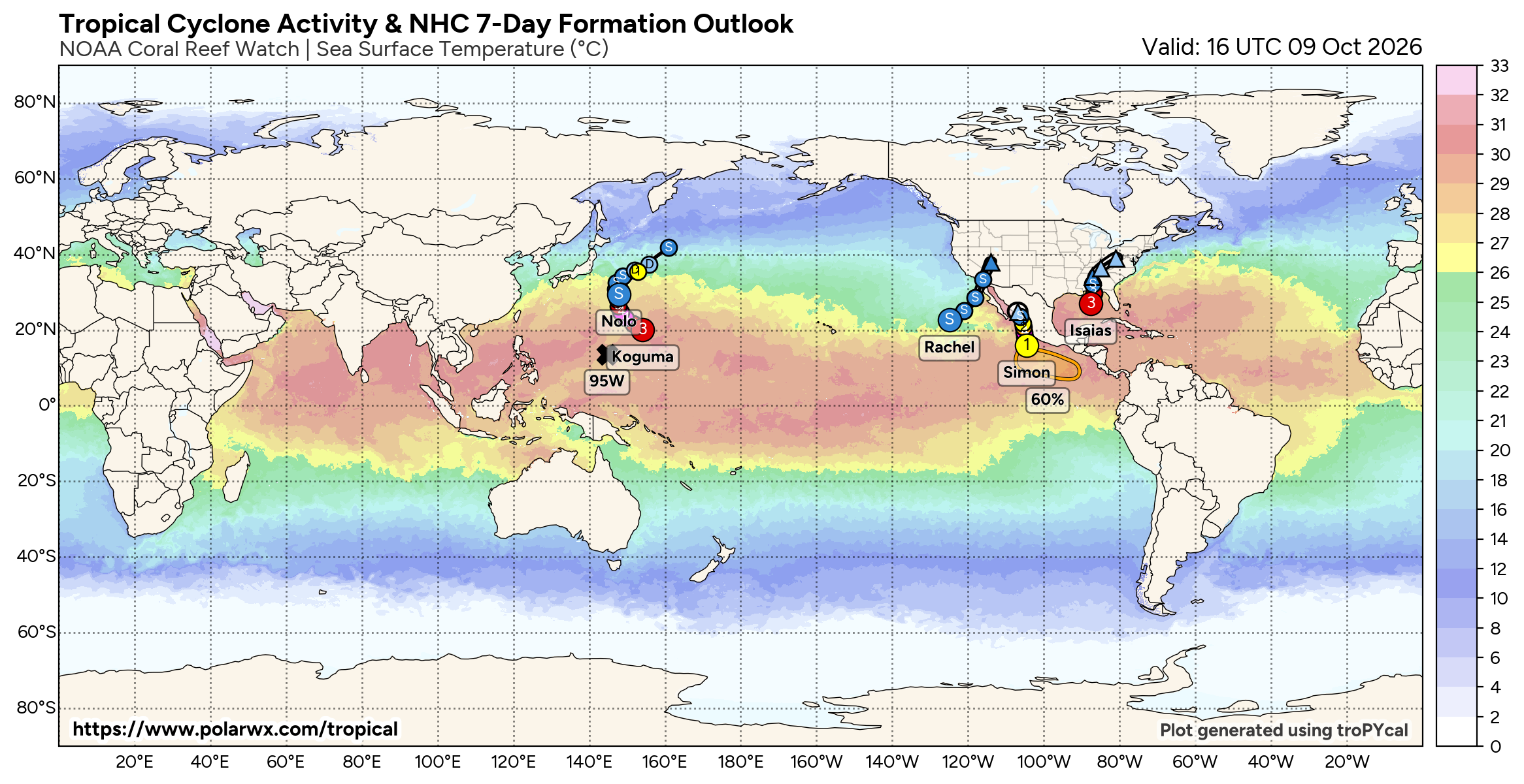 ILES SOEURS: Maurice/Réunion/Rodrigues/Agaléga/Tromelin: relevés & analyses climatologiques du 09/10/26