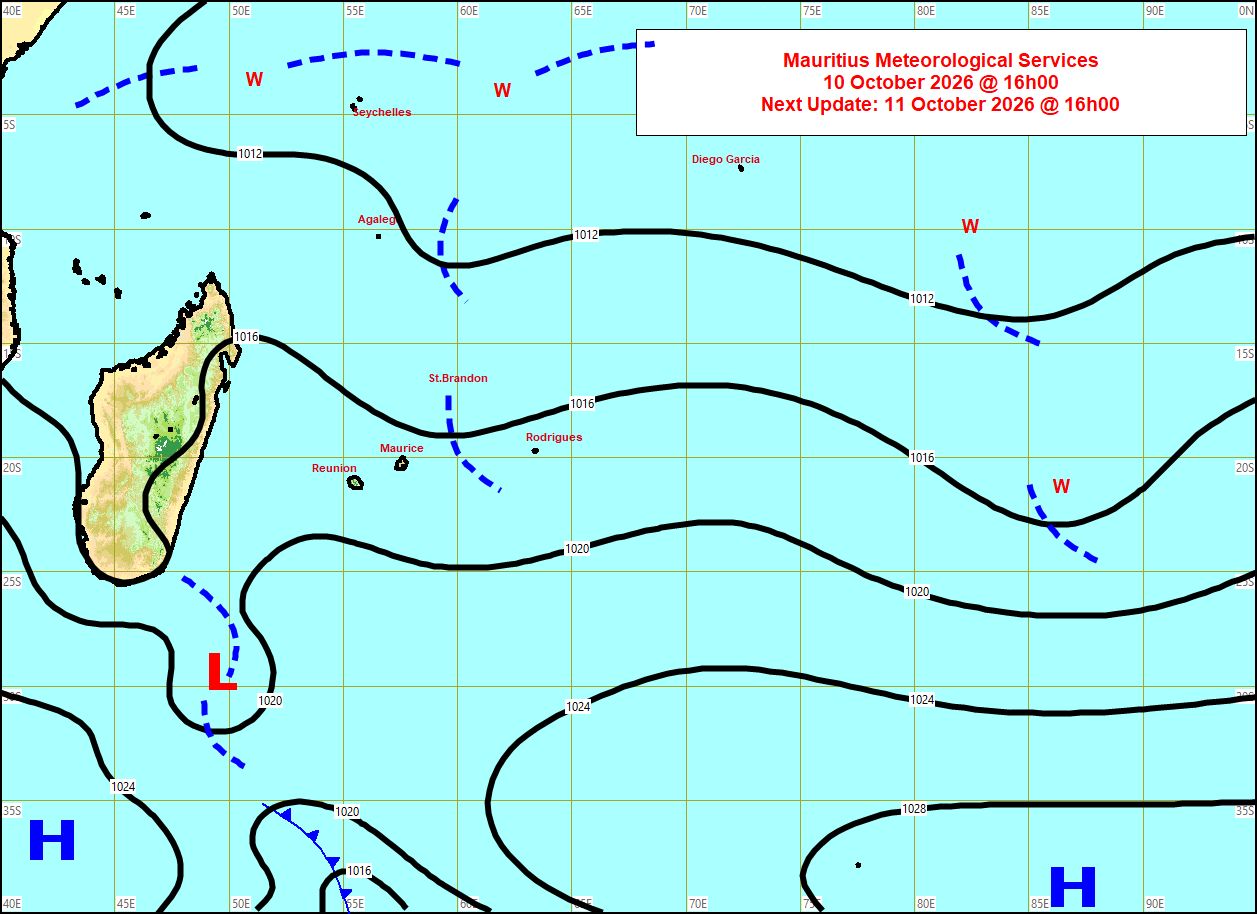 ILES SOEURS: Maurice/Réunion/Rodrigues/Agaléga/Tromelin: relevés & analyses climatologiques du 10/10/26