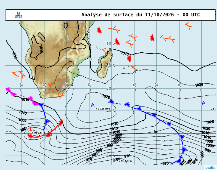 ILES SOEURS: Maurice/Réunion/Rodrigues/Agaléga/Tromelin: relevés & analyses climatologiques du 11/10/26