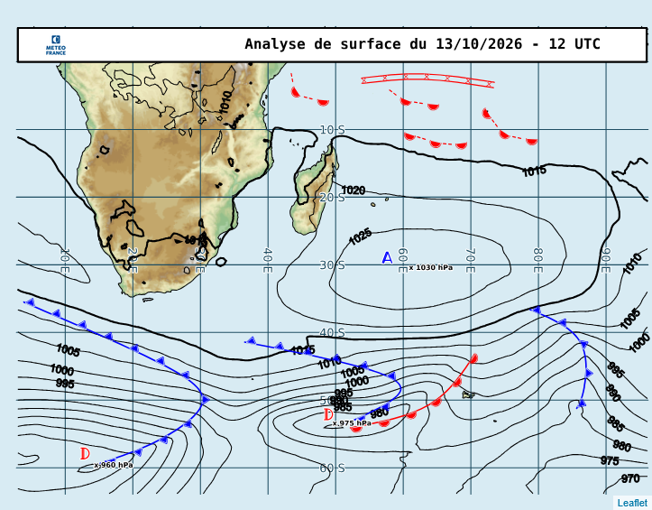ILES SOEURS: Maurice/Réunion/Rodrigues/Agaléga/Tromelin: relevés & analyses climatologiques du 13/10/26