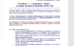 CILIDA: la Réunion en pré-alerte jaune cyclonique