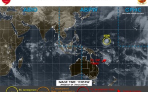 INVEST 92W: still LOW for the next 24hours, likely to develop gradually next week
