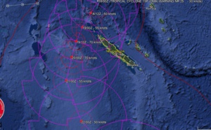 03UTC: OMA(15P): struggling over cooler seas, but pushing south-southwest and forecast to intensify after 12/24hours