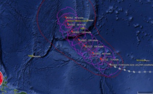 03UTC: WUTIP(02W) now a typhoon, forecast to reach Category 3 US in 36hours while approaching Guam