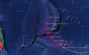 15UTC: typhoon Wutip(02W) Category 2 US, intensifying and approaching Guam