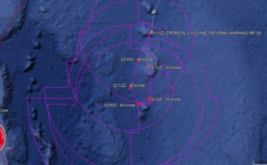 15UTC: cyclone OMA(15P): forecast to dissipate(below 35knots) in 3 days