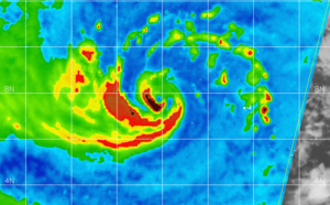 21UTC: typhoon Wutip(02W) Category 2 US, intensifying and approaching Guam area