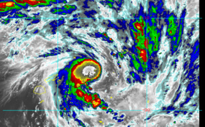 09UTC: South Pacific: Cyclone 16P forecast to track west of Nuku 'alofa  shortly after 24hours