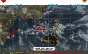 Busy at JTWC...2 full-blown cyclones and 4 invest areas to monitor