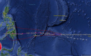 03UTC: tropical depression 03W has formed, not expected to intensify much, heading for the southern Philippines