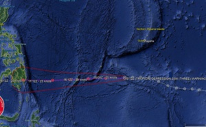 15UTC: TD 03W could be dissipating over southern Mindanao in 2 days and may bring needed rain