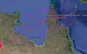 15UTC: TC TREVOR(20P) intensifying rapidly over the Coral Sea, landfall in 18hours, likely intensifying rapidly once over the Gulf of Carpentaria