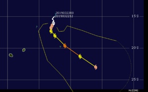 03UTC: JOANINHA(22S) slow-moving and expected to intensify rapidly next 24hours, slowly approaching Rodrigues