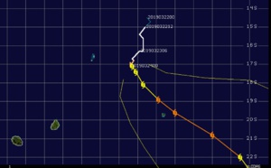 15UTC: JOANINHA(22S) category 2 US, reaching category 3 within 36h while approaching slowly but dangerously Rodrigues island