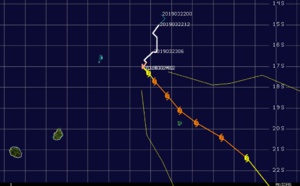 21UTC: JOANINHA(22S) intensifying to category 3 US within 12hours, tracking very close to the east of Rodrigues shortly after 36h