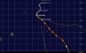 09UTC: JOANINHA(22S) category 3 US, forecast to pass 55km east of Rodrigues in 24h