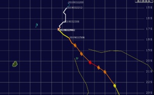 21UTC: JOANINHA(22S) category 3 US still intensifying and forecast to track 55km east Cotton Bay/ROD near noon/local time