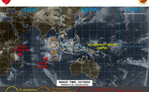 The Indian Ocean is active: 91B and 92S may develop within the next few days