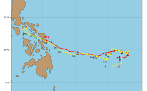 INVEST 90W currently close to Palau: chances of development downgraded for the next 24hours