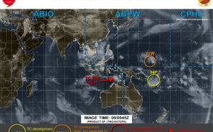 West Pacific: areas under watch north and south of the equator