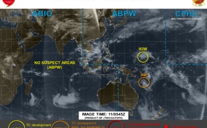 West Pacific: 92W : development unlikely next 48hours. Some models hint at some development after 72h