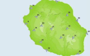 REUNION: en plus du temps pluvieux de fortes rafales enregistrées dans les hauts de l'Ouest, dans les plaines...