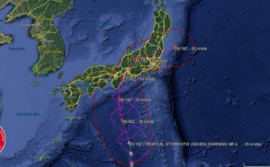 TS 07W is slowly approaching the Japanese islands