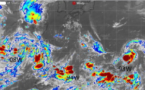 TS WIPHA(08W):over the Leizhou Peninsula,Tropical Cyclone Formation Alert issued for 93W