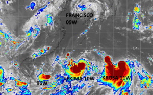 LEKIMA(10W):close to typhoon intensity slowly approaching Taiwan. 09W, 11W, 96W and 95B updates