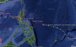Invest 99W now TD 13W, slowly consolidating and approaching Luzon