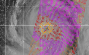 STY Hagibis, cat 5, moving slowly northwestward with a symmetric 40km wide eye