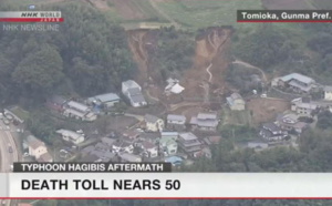 CYCLONE: Hagibis fait au moins 50 morts au Japon, inondations et glissements de terrain meurtriers