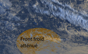 Le front froid atténué passe cet après midi, temps plus sec et plus frais jeudi et vendredi