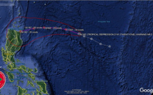21W still a weak tropical depression