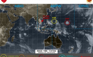 Nakri(25W) now over-land,Peak intensity was 65kts. Invest 92W: Tropical Cyclone Formation Alert